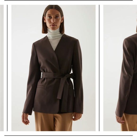COS Jackets & Blazers - COS wool collarless belted blazer